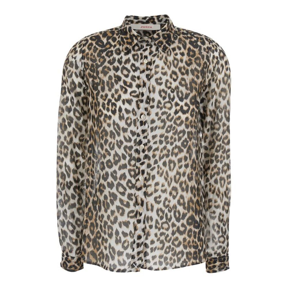 Jucca Women Brown Shirt With All-Over Leopard Print In Cotton For Wonen
